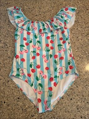 Girls 12 Ruffle Top One piece Angel Beach Swimsuit
